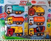 海神坊=850 工程車 攪拌車+挖土機+砂石車+吊車+油罐車+垃圾車 怪手車 模型車 摩輪車6pcs 18入3800免運