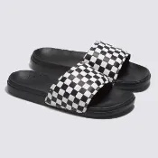【VANS】官方旗艦 La Costa Slide-On 黑底棋盤格拖鞋/休閒鞋