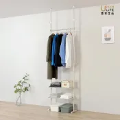 (店+)【URBAN LiFE 悠本生活】頂天立地收納衣架 (雙棚掛衣架 頂天立地棚架 頂天立地玄關架 工業風頂天衣架)