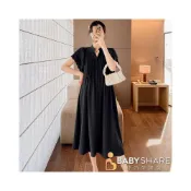 (店+)壓紋黑哺乳洋裝 孕婦裝 BabyShare時尚孕婦裝【FUS017D4R】