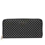 kate spade 圓點點拉鍊長夾 防刮PVC 皮夾 錢包 長夾 K37298 黑色(現貨)