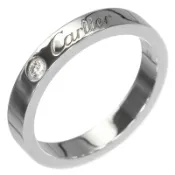 【DOKODEMO】卡地亞 C de Cartier刻字戒指，8 號，Pt950 鉑金 x 鑽石，約 4.85 克，女士款 [二手]
