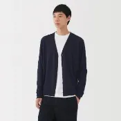 【MUJI 無印良品】男水洗羊毛高密織V領開襟衫(灰色/黑色/象牙白/駝色/暗藍)