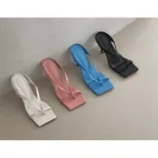 正韓空運🇰🇷  熱賣款  韓國 名媛質感方頭細帶夾腳四色高跟拖鞋涼鞋