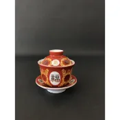有發票/東昇瓷器餐具=1蓋1杯1盤=大同瓷器福壽無疆三件茶碗 110CSL