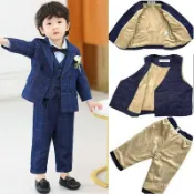 男童西裝三件套 小童週歲生日禮服 英倫花童宴會婚禮 兒童小西服 臺灣出貨