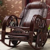 【免運含稅】天然真藤搖椅大人躺椅老人藤編懶人椅陽臺傢用休閒結實藤椅搖搖椅 ZDOG