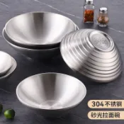 （言誠）不鏽鋼螺螄粉碗大容量食品級拉麪碗斗笠碗商用雙層防燙拌飯拉麪碗