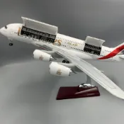 現貨速發47CM新款壓鑄模型A380阿聯酋航空樹脂可開艙門飛機帶燈收藏展示品