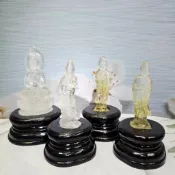 🫧奇幻世界能量水晶🫧 白水晶 黃水晶 寶瓶觀音 如意觀音 觀音 精雕白水晶觀音 鎮宅 保平安 水晶雕刻擺件