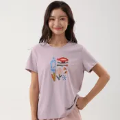 (店+) 【OTTO服飾】夢幻花園空調速涼T恤 紫色 F