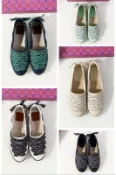 Tory Burch 2024新款織帶蝴蝶結漁夫鞋休閒女鞋帆布鞋35-40