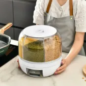 全球選品1館 生活百貨 米桶分格旋轉五穀雜糧多格收納盒家用防蟲防潮密封儲米箱米缸塑膠
