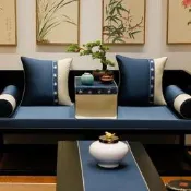 『開心樂購』實木紅木沙發墊帶靠背新中式加厚海綿墊子防滑羅漢床坐墊濤罩定製
