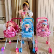 【桃園下殺價】兒童過家家推車玩具仿真嬰兒喝水娃娃軟膠寶寶燈光購物車男女孩童