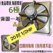 **220V 20吋 1/2HP 6極 臭豆腐攤 吸排 通風機 抽風機 台灣製造 白鐵排風機 電風扇 吸排扇 工業排風機