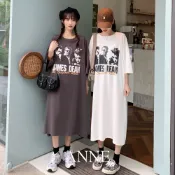 ANNE｜五分袖人像連身裙【AT10139】連身裙 洋裝 五分袖 長裙 短袖洋裝 居家服 孕婦裝 孕婦裙 孕婦洋裝 女