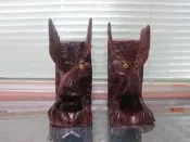 二手舖 NO.775 天然原木 台灣早期木雕 岩上展翅老鷹一對 手工精雕 老件擺飾 值得收藏