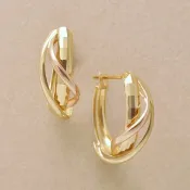 18K/10K 三線圈形耳環 (黃金/玫瑰金)
