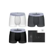 (店+)七匹狼  輕薄透氣裸感無痕平角褲7A抗菌內搭褲衩子吸汗運動短褲頭冰絲涼感舒適平腳褲子高彈爽滑四角褲貼身速幹學生內衣褲禮盒