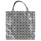 【ISSEY MIYAKE 三宅一生】BAOBAO 亮面方格10x10手提包(銀色/大)