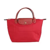 【LONGCHAMP】LONGCHAMP Le Pliage Green金拉鍊簡約風手提包(S/番茄紅)