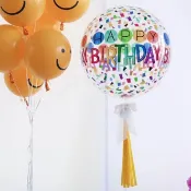 (台灣現貨)22吋4D彩虹生日波波球 派對氣球 派對道具 生日快樂波波球 生日快樂透明波波球 慶生派對 英文生日氣球