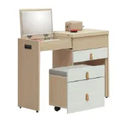 (店+)【文創集】范卡蒂1.6尺拉合伸縮鏡台/化妝台組合(上掀鏡面＋伸縮功能＋含化妝椅)