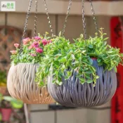 悬挂式花籃 花盆 養花草植物吊盆花 盆悬挂式塑料个性造型藤编吊篮花盆吊兰绿萝常春藤加厚挂盆
