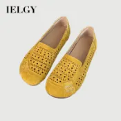 IELGY 2025 女鞋圓頭透氣鏤空軟底平底鞋