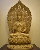 協貿國際日用品生活9館 木雕坐像蓮花觀音人物神像大勢至菩薩擺件西方三圣娑婆佛像釋迦佛