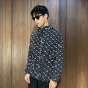 美國百分百【全新真品】Karl Lagerfeld 卡爾老佛爺 防風外套 男款 logo 隱藏連帽 夾克 黑色 CJ32