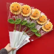 40cm 手工編織向日葵,人造向日葵,婚禮裝飾,母親節禮物,情人節禮物 畢業花束 教師節禮物 手工DIY笑臉向日葵
