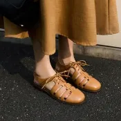 【WYPEX】現貨 白37 38 40 棕38 羅馬綁帶真皮涼鞋女鞋 低跟涼鞋(2色)