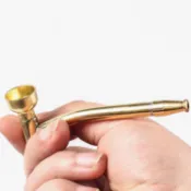 掌心小煙斗旱煙桿純黃銅老式手工復古卷煙/煙絲兩用型 銅煙嘴便攜