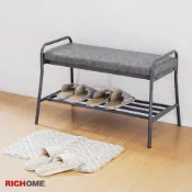 RICHOME 皮面穿鞋椅 (黑色/白色) 玄關椅 穿鞋椅 換鞋凳 長凳 長條椅 SC228