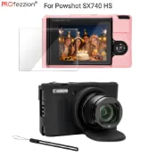 PROfezzion 相機矽膠保護套 Canon PowerShot SX740 HS 螢幕保護貼 鏡頭保護蓋手腕帶