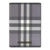 【BURBERRY 巴寶莉】英系棋盤格印花對開隨身卡片夾.灰(全新福利品)