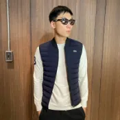 美國百分百【全新真品】Lacoste 背心 鱷魚 馬甲 保暖 拼色 男 深藍 BK47