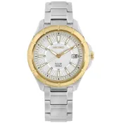 SEIKO 精工 / 太陽能 礦石強化玻璃 日期 防水100米 日本製造 不鏽鋼手錶 白色 / SNE084J/40mm