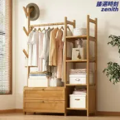 臻選時刻 【簡約收納】落地衣架 掛衣架 衣帽架 置物架 收納架 兒童衣架 臥室衣架 出租房必備 多功能掛衣 附層板置物 穩固不搖晃