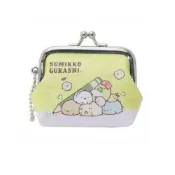 (店+)【San-X】asdfkitty*日本san-x 角落生物黃色拿鉛筆PU皮雙珠扣零錢包-可當印章袋-日本正版商品