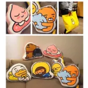 1/11免運+台灣發貨🎁韓國kakao friends Ryan萊恩獅子屁桃 睡衣萊恩鴨子藍貓兔子抱枕靠墊枕頭腰枕