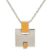 【Hermes 愛馬仕】Eileen 簡約經典立體H LOGO造型鎖骨項鍊(銀/琥珀黃)