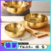 YUJIA-304韓式不銹鋼雙層碗防燙拌飯拉麵麻辣燙螺螄粉泡麵碗冷麵碗食堂 S7QC