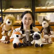 20cm 軟動物世界毛絨玩具羊獅子大象狐狸浣熊長頸鹿森林動物安撫玩伴平靜娃娃聖誕禮物