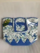 紫庭雜貨*大包全新泰國曼谷包 NaRaYa 藍色花紋大包 肩背包 手提包 媽媽包 上班包 筆電包平板包 實用大方 特價