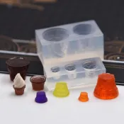 黏土工具 微縮甜筒矽膠模具 樹脂黏土uv膠diy仿真食玩迷你冰淇淋筒矽膠模具 特賣S