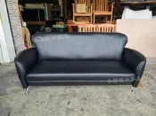 香榭二手家具*全新精品 黑色小丸子皮革三人座沙發椅-簡易沙發-皮沙發-套房沙發-辦公沙發-便宜沙發-二人沙發-乳膠皮沙發