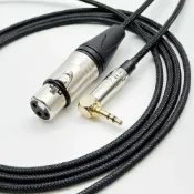 (店+)【YC Sound】50公分 彎頭款 珍珠鎳殼 編織網款 3.5 對 XLR母 轉 3.5mm TRS 立體 彎頭L型 XLR母頭轉3.5mm XLR轉3.5mm 音源線 音響 混音機 相機音訊 錄音直播 耳機 麥克風輸出到相機音源線
